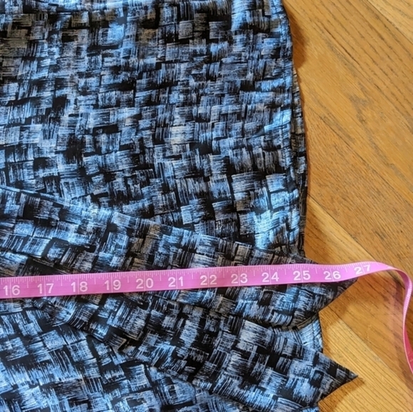 Rafaella Blue & Black Woven Pattern Sleeveless Blouse w/ Tie at Neck - Picture 11 of 11